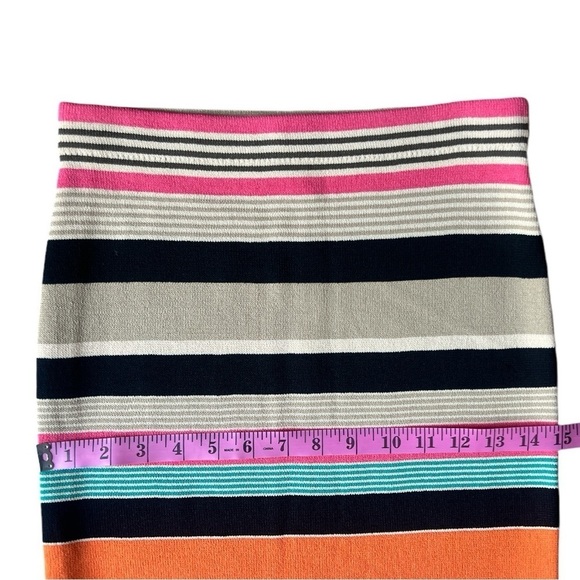 Tracy Reese Multicolored Slim Striped Pull On Pencil Skirt Zippered Slit, Small - Picture 11 of 12